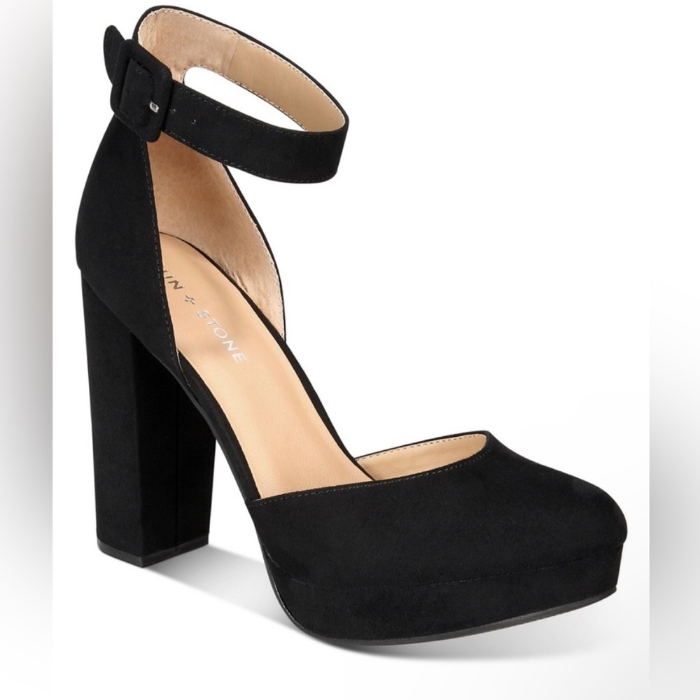 NWB Sun + Stone Birdey Block Ankle Strap Platform Pumps, Created for Macy's 10.5